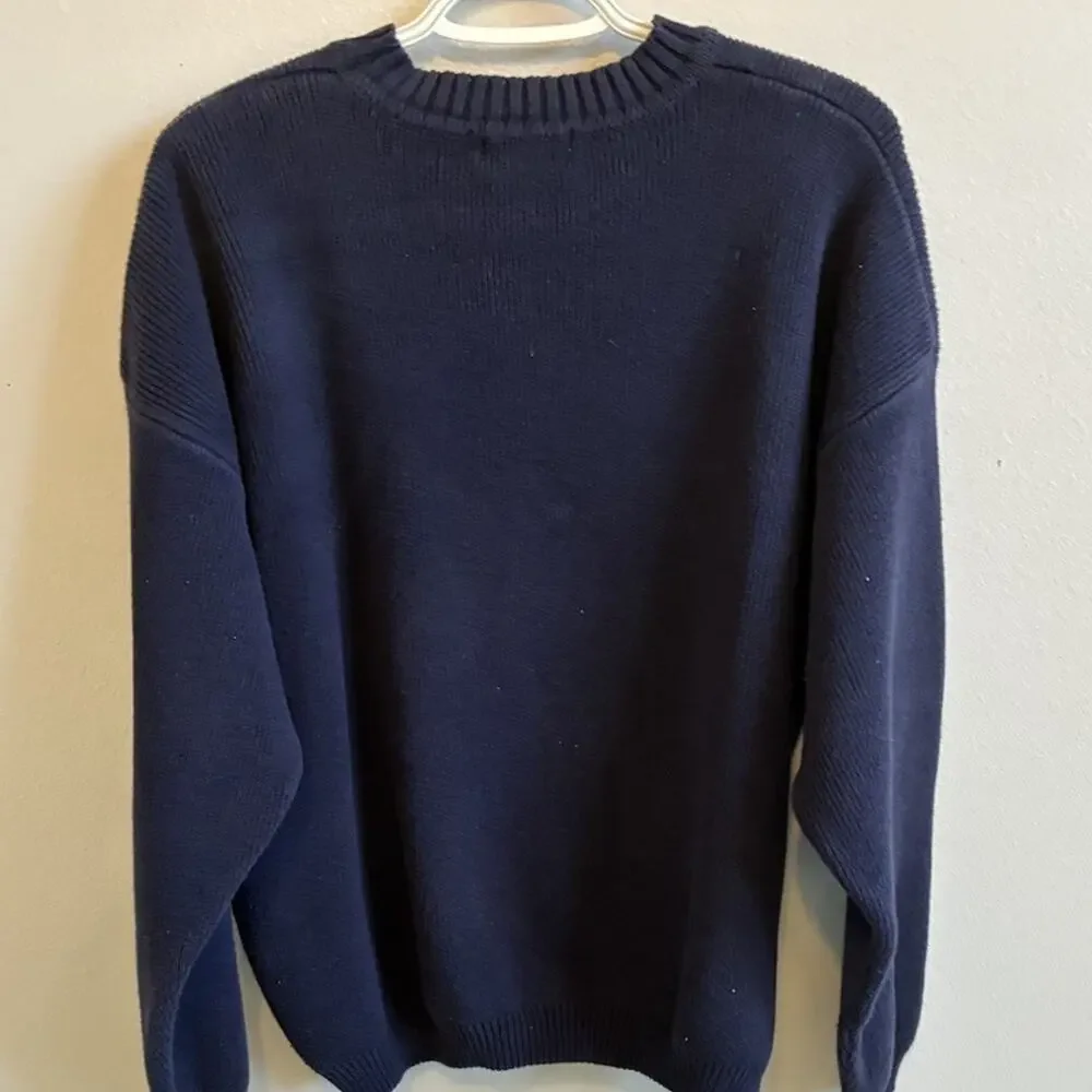 Vintage 80s Z Cavaricci Mens Knit Sweater Fisherman Embroidered Monogram Crest L